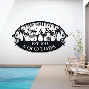 Customize Number Good Times Metal Wall Art Personalized Pool & Patio Metal Sign Gift For Dad