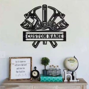 Customized Carpenter Name Sign for Room Decoration and Tool Storage Personalized Wall Decor with Custom Name Perfect Gift for Dad 1