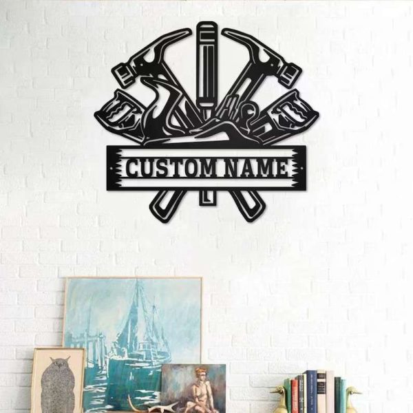 Customized Carpenter Name Sign for Room Decoration and Tool Storage – Personalized Wall Decor with Custom Name – Perfect Gift for Dad