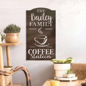 Customized Coffee Station Sign with Your Family Name Coffee Corner Coffee Home Bar Decor Coffee Decoration for Kitchen 1