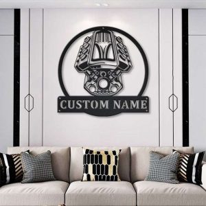 Customized Engine Machine Metal Sign Engine Machine Decoration Workshop Sign Garage Sign Home Decor 1