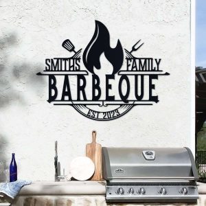 Customized Metal BBQ Sign for Home Decor – Personalized Grilling Sign Perfect for Housewarming Gifts