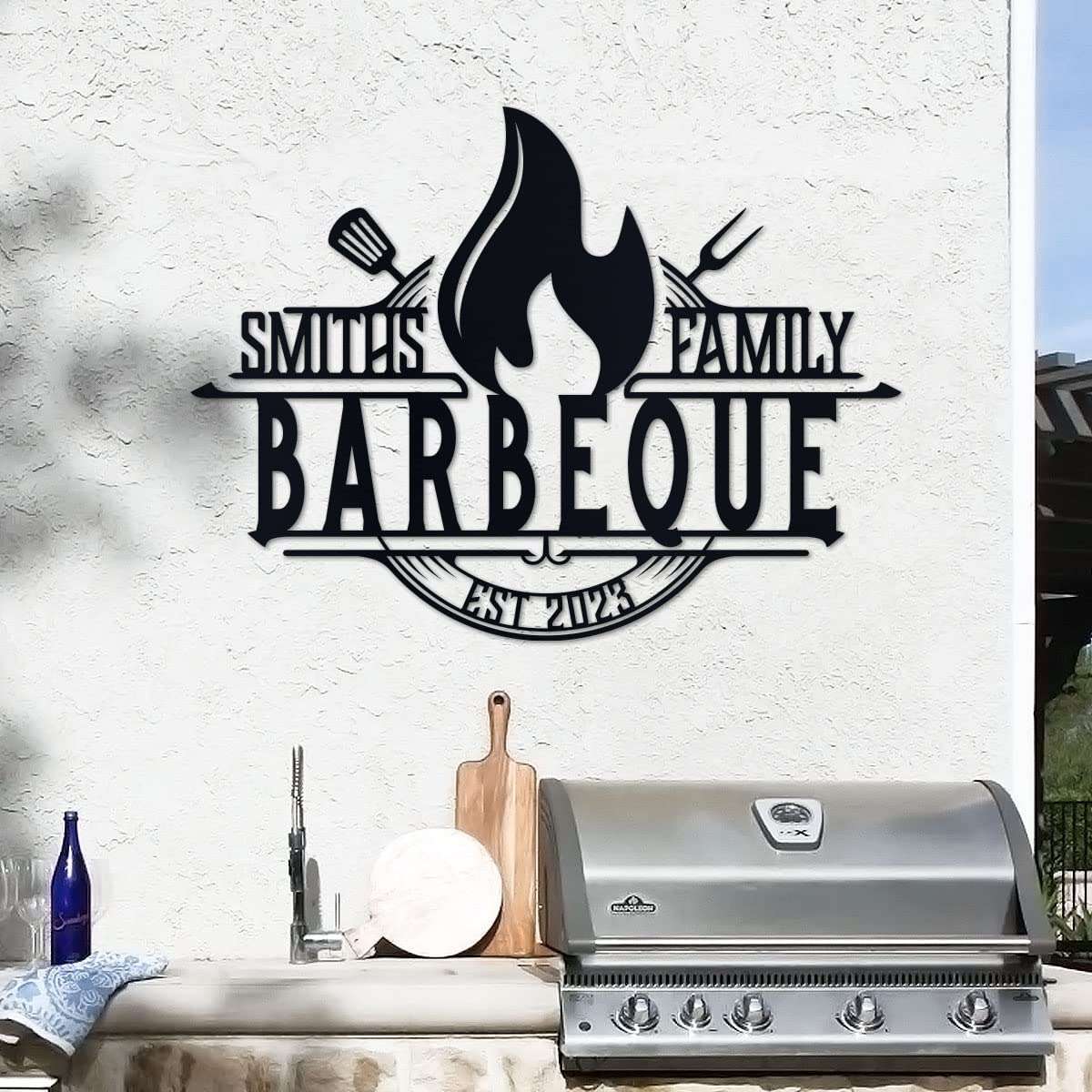 Personalized BBQ Sign  Custom Outdoor Metal BBQ Sign - Rusty