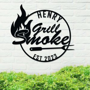 Customized Metal Grill Sign for Home Decor – Personalized Grilling Sign Perfect for Housewarming Gifts