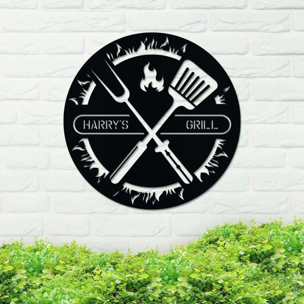 Customized Metal Grill Sign for Home Decor – Personalized Grilling Sign Perfect for Housewarming Gifts