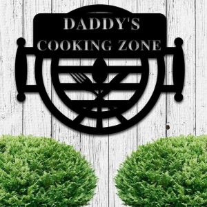 Customized Outdoor Kitchen Metal Sign for BBQ Cooking Zone Personalized Grilling Gift Sign and Grill Gifts for Dad 1