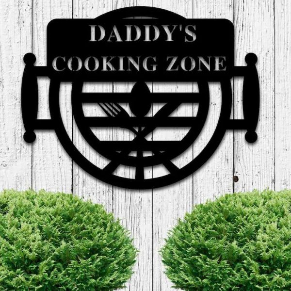 Customized Outdoor Kitchen Metal Sign for BBQ Cooking Zone Personalized Grilling Gift Sign and Grill Gifts for Dad