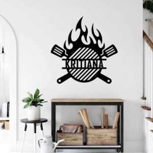 Customized Outdoor Kitchen Metal Sign for BBQ Enthusiasts Personalized Grilling Gifts Sign and Grill Gifts for Dad 1