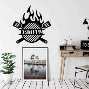 Customized Outdoor Kitchen Metal Sign for BBQ Enthusiasts – Personalized Grilling Gifts Sign and Grill Gifts for Dad