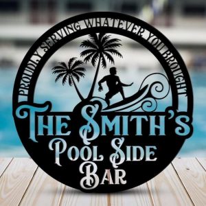 Customized Pool Bar Signs Backyard Bar Pool Metal Outdoor Surfing Beach Sign