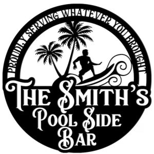 Customized Pool Bar Signs Backyard Bar Pool Metal Outdoor Surfing Beach Sign 3