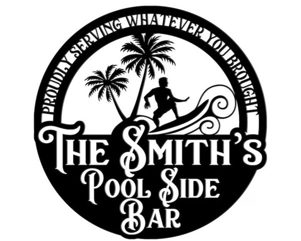 Customized Pool Bar Signs Backyard Bar Pool Metal Outdoor Surfing Beach Sign