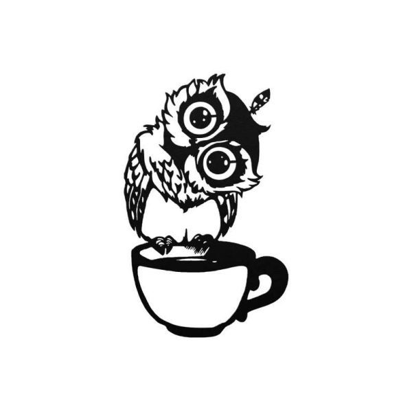 Cute Owl Coffee Bar Metal Sign Funny Gift for Coffee Lover Coffee Decoration for Kitchen Coffee Shop Wall Decor