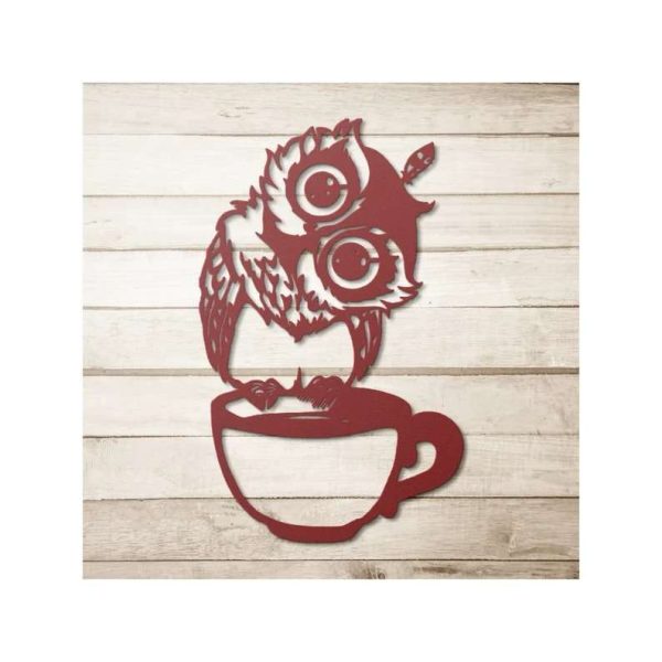 Cute Owl Coffee Bar Metal Sign Funny Gift for Coffee Lover Coffee Decoration for Kitchen Coffee Shop Wall Decor