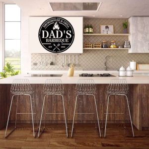 Dads Barbecue Smokehouse and Grill Personalized Metal Signs Custom Name and EST Retirement Gift for Dad and Grill Lover 4