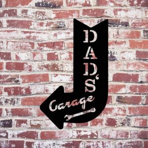 Dad’s Garage Metal Wall Art Personalized Metal Name Sign Man Cave Decor Fathers Day Gift