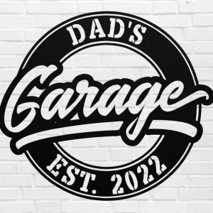 Dad’s Garage Sign Wall Decor Personalized Workshop Name Signs Man Cave Decor Fathers Day Gift