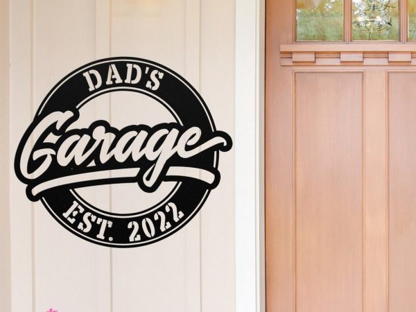 Dad’s Garage Sign Wall Decor Personalized Workshop Name Signs Man Cave Decor Fathers Day Gift