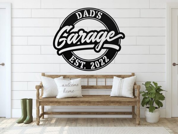 Dad’s Garage Sign Wall Decor Personalized Workshop Name Signs Man Cave Decor Fathers Day Gift