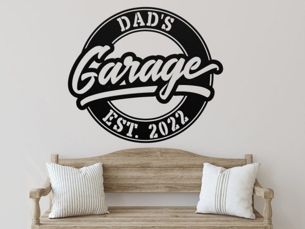 Dad’s Garage Sign Wall Decor Personalized Workshop Name Signs Man Cave Decor Fathers Day Gift