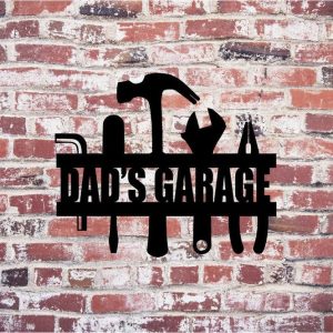 Dads Garage Tools Metal Sign Personalized Metal Name Signs Man Cave Decor Gift for Dad