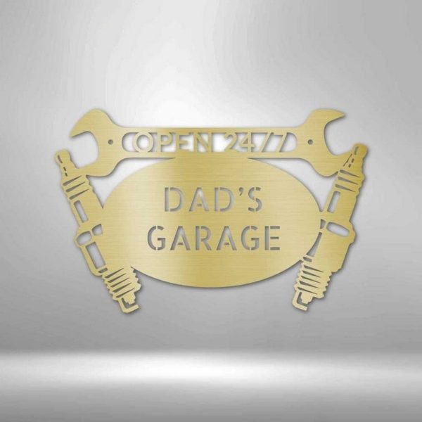 Dad’s Workshop Metal Sign Open 24/7 Personalized Metal Name Signs Man Cave Decor Gift for Dad