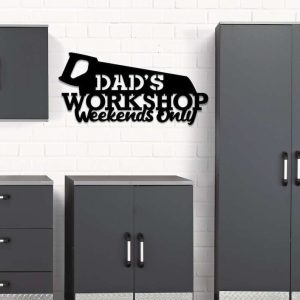 Dads Workshop Motorcycle Gifts Workshop Sign Metal Garage Sign Dad Gifts Fathers Day Gifts 3