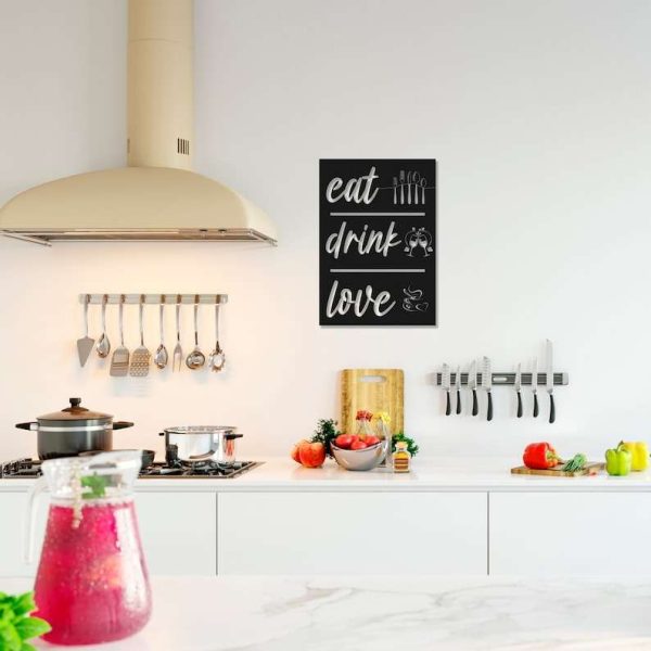 Eat Drink Love Kitchen Decor Funny Quote Custom Metal Sign