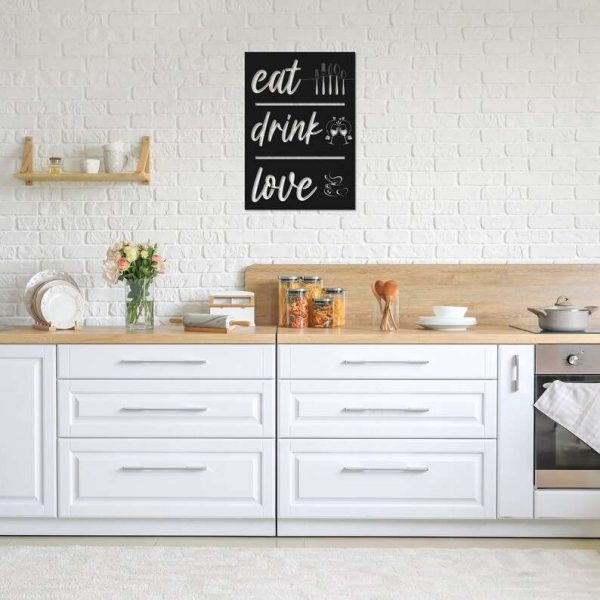 Eat Drink Love Kitchen Decor Funny Quote Custom Metal Sign