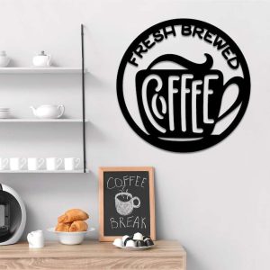 Fresh Brewed Coffee Coffee Lover Sign Coffee Bar Decor Metal Coffee Sign Home Bar Decor 1