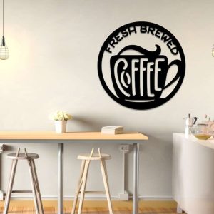 Fresh Brewed Coffee Coffee Lover Sign Coffee Bar Decor Metal Coffee Sign Home Bar Decor 2