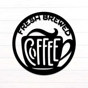 Fresh Brewed Coffee Coffee Lover Sign Coffee Bar Decor Metal Coffee Sign Home Bar Decor 3