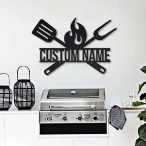 Grill Master BBQ Sign Custom Name BBQ Sign Grilling Gifts Fire Pit