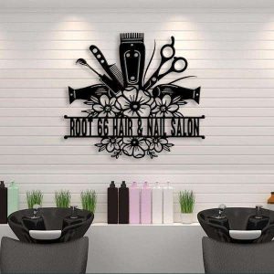 Hair And Nail Salon Personalized Metal Wall Art Barber Shop Decor Custom Metal Sign