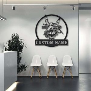 Hair Salon Skull Flower Rock and Roll Beauty Salon Business Custom Metal Sign 1