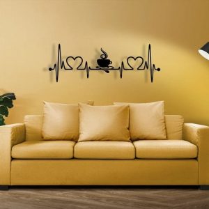 Heartbeat Coffee Wall Decor Cut Metal Sign