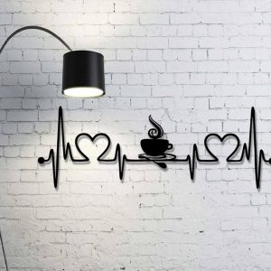 Heartbeat Coffee Wall Decor Cut Metal Sign