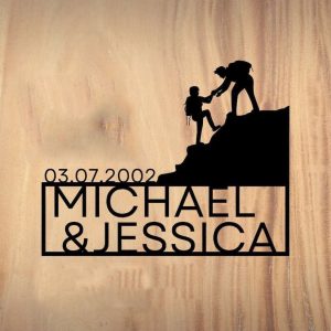 Hiking Couple Custom Metal Sign Camping Nature Adventure Sign for Outdoorsy People Camping Lovers Custom Name and Date 5 1