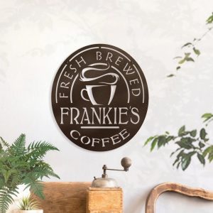 Home Coffee Station Sign Personalized Metal Name Sign Coffee Bar Decoration 2