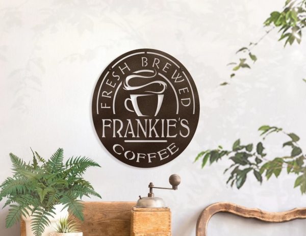 Home Coffee Station Sign Personalized Metal Name Sign Coffee Bar Decoration