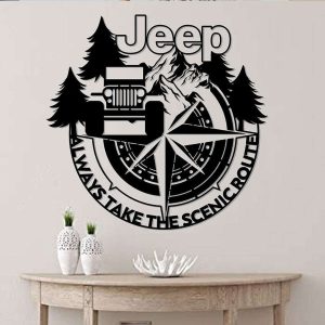 Jeep Compass Always Take The Scenic Route Metal Sign Jeep Compass Sign Jeep Driver Gifts Man Cave Decor Gifts for Men 2