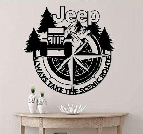 Jeep Compass Always Take The Scenic Route Metal Sign Jeep Compass Sign Jeep Driver Gifts Man Cave Decor Gifts for Men