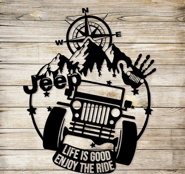 Jeep Wave Compass Metal Sign Life Is Good Enjoy The Ride Home Decor Dad Gifts