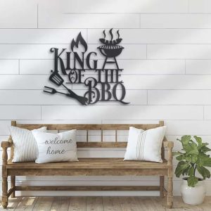 King of the BBQ Metal Wall Art Backyard Grill Home Patio Decor Xmas Birthday Gift for Dad 2