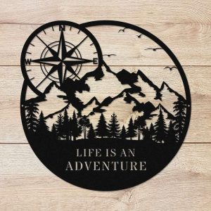 Life Is An Adventure Compass Nature Camping Custom Metal Sign Campsite Decor 6 1