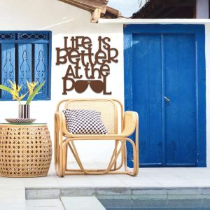 Life Is Better At The Pool Sign Pool House Sign Poolside Decor Pool Gift Tiki Bar Sign Swimming Pool Decoration 4