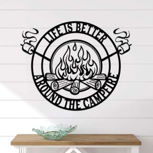 Life is Better Around the Campfire Marshmallow Camping Firepit Campsite Decor Custom Metal Sign 2