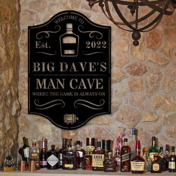 Man Cave Custom Metal Signs Where The Game Is Always On Sign Fathers Day Gifts