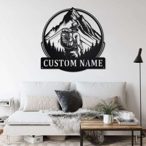 Men Hiking Mountain Custom Metal Sign 2