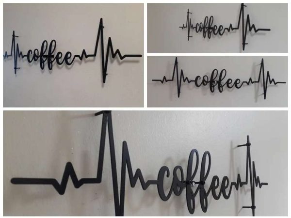 Metal Coffee Signs Ekg Coffee Metal Sign Coffee Shop Decor Room Decor Coffee Wall Art